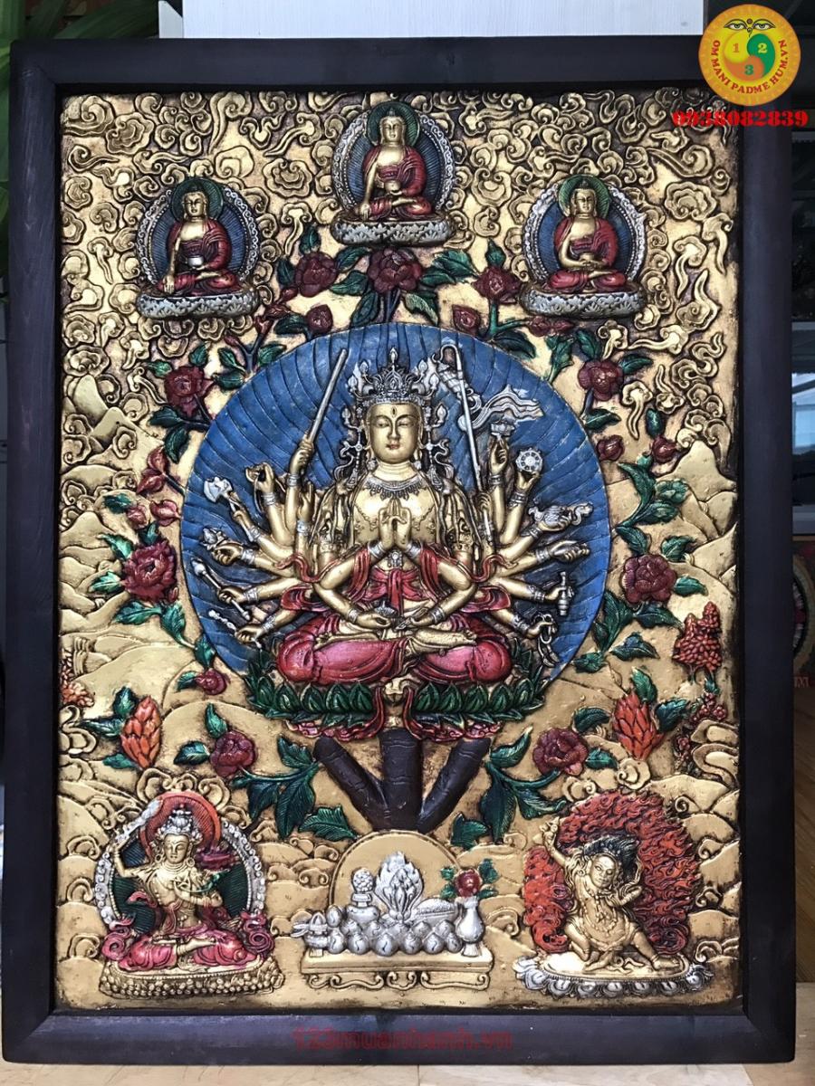 Tranh Thangka Kiểu cổ 3D Chuẩn Đề Phật Mẫu B